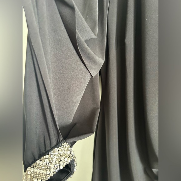 Lauren Ralph Lauren Black Beaded Cuff Draped Dress Size 14 NWT - Picture 7 of 7